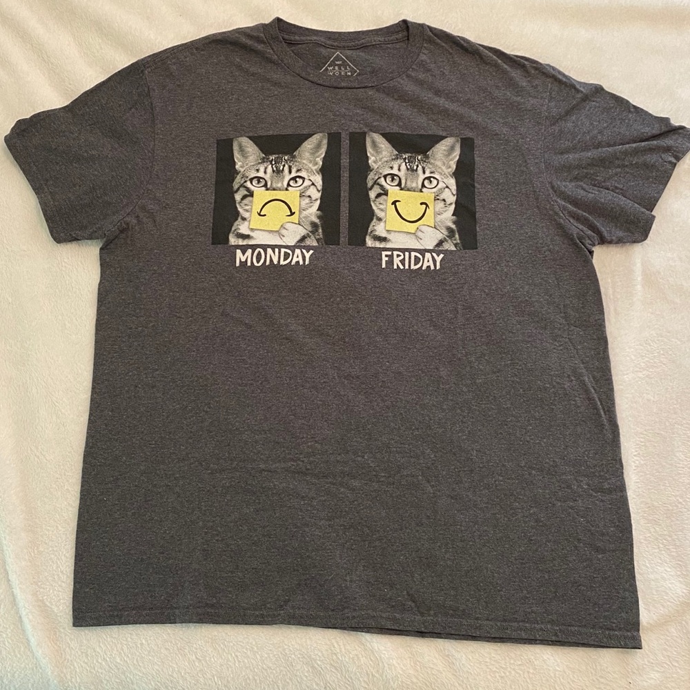 Grey Weekday Cat Shirt
